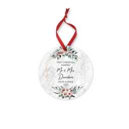 Ceramic Christmas Ornament - First Year Married Eucalyptus Design - thumbnail 4
