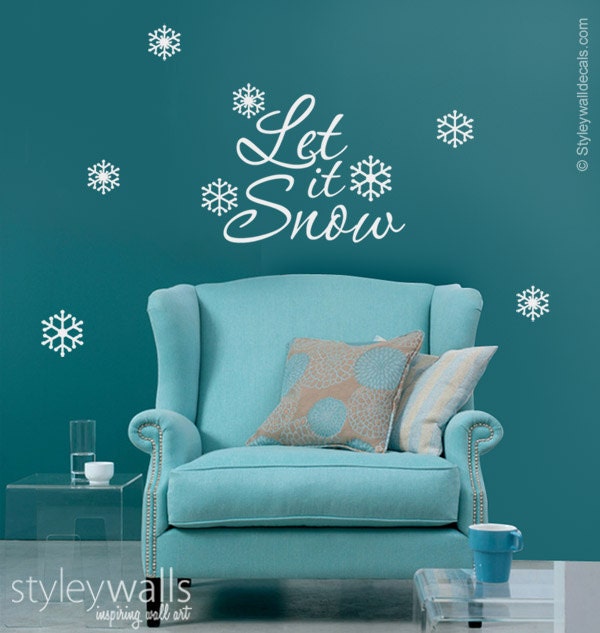 Let It Snow Holiday Wall Decal, Christmas Flakes Holidays Sticker, Decor Sticker - image 1