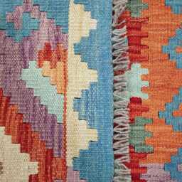Multicolour Runner Rug, Handmade Artisan Afghan Turkish Scandinavian Navajo Bohemian Flatweave Wool Kilim 206x81 cm - thumbnail 3