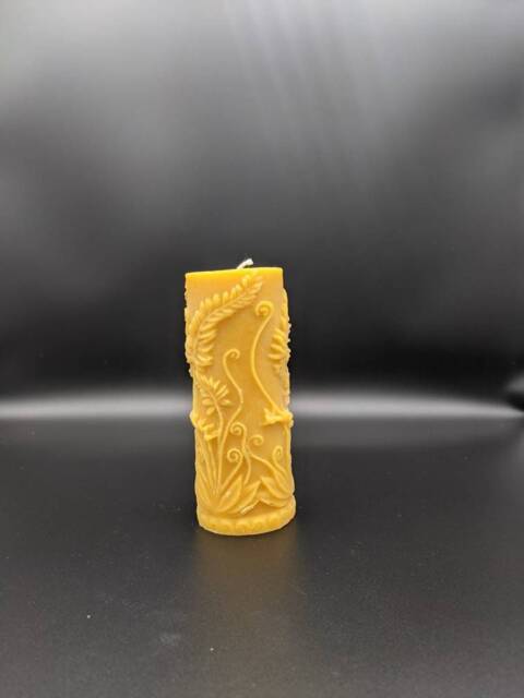 Fern Style Beeswax Pillar, Beeswax Candles, Natural Candle, Decorated Pillar, Smoke Free, 100% Pure Candle - image 1