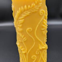 Fern Style Beeswax Pillar, Beeswax Candles, Natural Candle, Decorated Pillar, Smoke Free, 100% Pure Candle - thumbnail 3