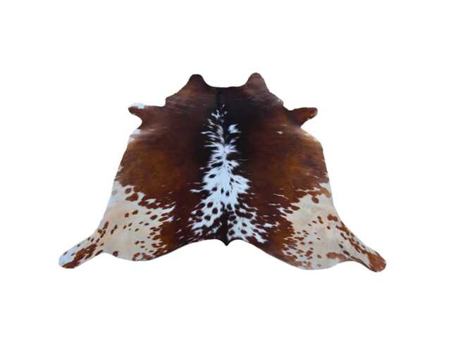 Tricolour Genuine Cowhide Rug - Brown & White Brindle Hair-On Cow Hide Floor Area Skin For Western Home Decor - image 1