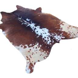 Tricolour Genuine Cowhide Rug - Brown & White Brindle Hair-On Cow Hide Floor Area Skin For Western Home Decor - thumbnail 3