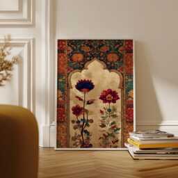 Persian Floral Arch Poster, Ornate Tapestry-style Art Print - thumbnail 2