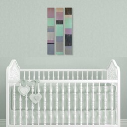 Farmhouse Nursery Wood Wall Hanging, Rustic Art, Periwinkle, Gray, Rose, Green Decor, Hanging - thumbnail 3