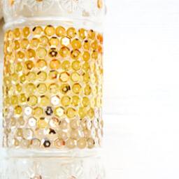 Decorative Glass Bottle With Cork Metal Ombre Sequin Corked Metalic Sequins Home Decor Bathroom Gift - thumbnail 3