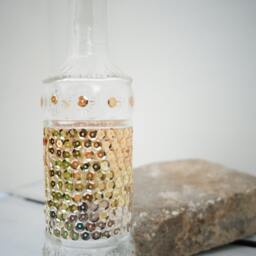 Decorative Glass Bottle With Cork Metal Ombre Sequin Corked Metalic Sequins Home Decor Bathroom Gift - thumbnail 2