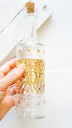 Decorative Glass Bottle With Cork Metal Ombre Sequin Corked Metalic Sequins Home Decor Bathroom Gift - thumbnail 1