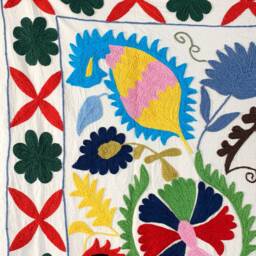 Hand Embroidered Suzani Tapestry Uzbek Floral Boho Wall Hanging - thumbnail 2