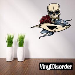 Gambling Ace Skull Wall Decal - Fabric Vinyl Removable & Reusable Gamblinguscolor018Et