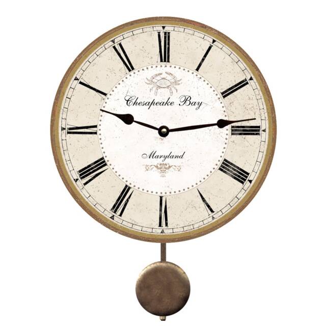 Personalized Crab Clock With Swinging Pendulum - Coastal Nautical Decor - image 1