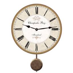 Personalized Crab Clock With Swinging Pendulum - Coastal Nautical Decor - thumbnail 1