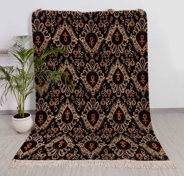 6x9 Rug Handmade Wool Ikat Design Carpet #2361 - 180x275 cms - image 1