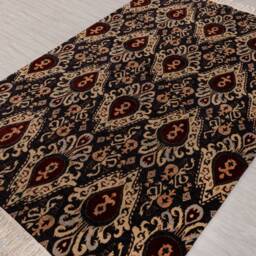 6x9 Rug Handmade Wool Ikat Design Carpet #2361 - 180x275 cms - thumbnail 2