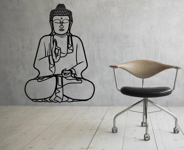 Buddha Wall Vinyl Decal Sticker Buddhism Sacred Patterns Art Design Murals Indian Interior Home Decor - 11Bo23Ha - image 1