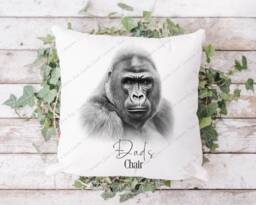 Gorilla Cushion, Pillow, Lover, Gift, Art, Gift For Him, Dad, Mum, Her - thumbnail 1