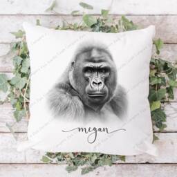 Gorilla Cushion, Pillow, Lover, Gift, Art, Gift For Him, Dad, Mum, Her - thumbnail 2