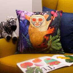 Tropical Bush Baby Sofa Cushion Gift Idea, Cute Monkey Gifts, Animal Print Cushion, Fabric, Cover - thumbnail 2