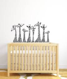 Giraffe Family Wall Decal Safari Jungle African Wild Animal Vinyl Sticker Art Home Interior Kids Baby Room Bedroom Nursery Decor 1Gf - thumbnail 1