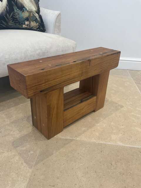 The Charlbury - Reclaimed Oak Bench With Shelf Handmade Rustic Wooden Stool, Solid Wood Side Table - image 1