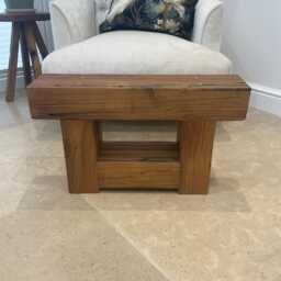 The Charlbury - Reclaimed Oak Bench With Shelf Handmade Rustic Wooden Stool, Solid Wood Side Table - thumbnail 2