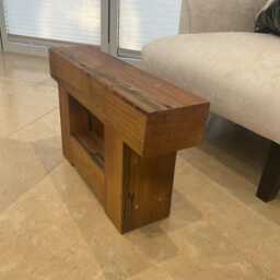The Charlbury - Reclaimed Oak Bench With Shelf Handmade Rustic Wooden Stool, Solid Wood Side Table - thumbnail 4