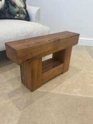 The Charlbury - Reclaimed Oak Bench With Shelf Handmade Rustic Wooden Stool, Solid Wood Side Table - thumbnail 1