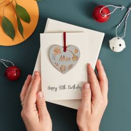Baby's 1st Christmas Keepsake Card, Ornament, Silver Heart Decoration, Personalised Name Ornament - thumbnail 4