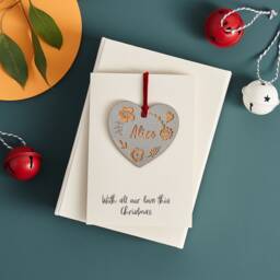 Baby's 1st Christmas Keepsake Card, Ornament, Silver Heart Decoration, Personalised Name Ornament