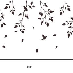 Vinyl Art Tree Branch With Birds Birch Tree Wall Decal Wall Sticker Decals Home Decor By Decalisland - Sd 005 - thumbnail 3