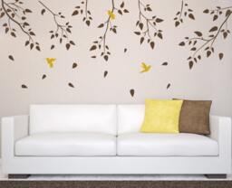 Vinyl Art Tree Branch With Birds Birch Tree Wall Decal Wall Sticker Decals Home Decor By Decalisland - Sd 005