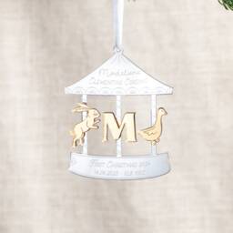 Metallic Mirror Baby Details Carousel Christmas Decoration - thumbnail 2