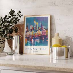Frankfurt Germany Travel Poster Colorful City Skyline Art - thumbnail 2