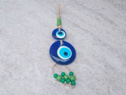 Handmade Glass Evil Eye Wall Hanging - Protection Amulet Home Decor - thumbnail 1