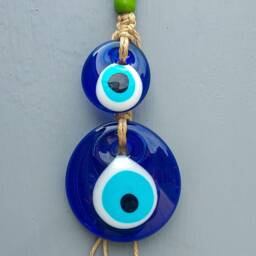 Handmade Glass Evil Eye Wall Hanging - Protection Amulet Home Decor - thumbnail 4