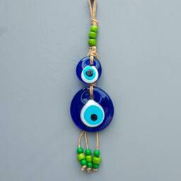 Handmade Glass Evil Eye Wall Hanging - Protection Amulet Home Decor - thumbnail 3