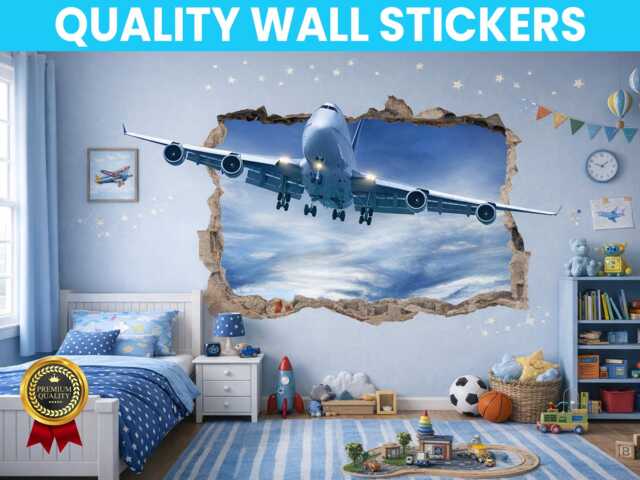 Air Plane Personalised Wall Decal Sticker Mural Poster Print Art Home Bedroom Office Decoration - image 1