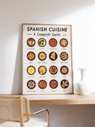 Spanish Food Art Print, Cuisine Wall Art, Poster, Recipe Kitchen Retro Gift A1/A2/A3/A4 - thumbnail 1