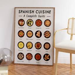 Spanish Food Art Print, Cuisine Wall Art, Poster, Recipe Kitchen Retro Gift A1/A2/A3/A4 - thumbnail 2