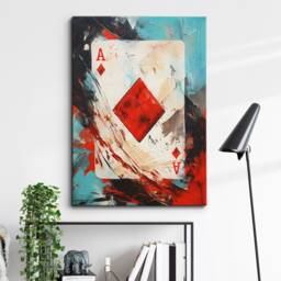 Ace Of Diamonds Playing Card Poker Games Abstract Oil Painting Wall Art, Framed Canvas Poster Print, Home Kitchen Office Room Decor, Gifts - thumbnail 1