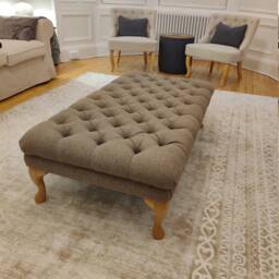 100 cm X 54 Chesterfield Style Deep Buttoned Footstool Coffee Table Faux Linen Fabric..uk Delivery Only - thumbnail 2