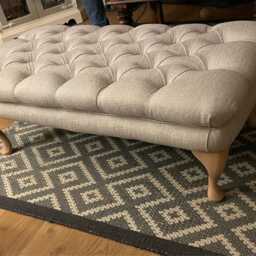 100 cm X 54 Chesterfield Style Deep Buttoned Footstool Coffee Table Faux Linen Fabric..uk Delivery Only - thumbnail 4
