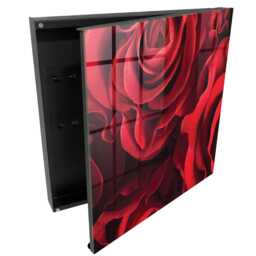 Red Roses Wall Mounted Key Cabinet, Box For Wall, Classic Flowers & Plants, Lovers Of Classics Elegance - thumbnail 1