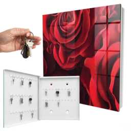 Red Roses Wall Mounted Key Cabinet, Box For Wall, Classic Flowers & Plants, Lovers Of Classics Elegance - thumbnail 2