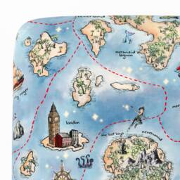 Peter Pan Bamboo Crib Sheet, Peter Pan Nursery, Baby Boy Neverland Map Super Soft Nursery - thumbnail 2