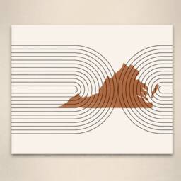 Mid Century Wall Art - Minimalist Virginia & Decor, Abstract Mid-Century Modern Prints, State Map Print - thumbnail 2