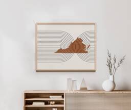 Mid Century Wall Art - Minimalist Virginia & Decor, Abstract Mid-Century Modern Prints, State Map Print - thumbnail 1