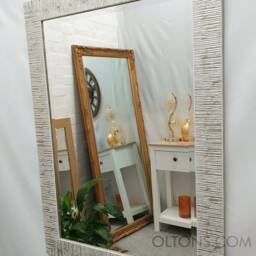 John Lewis Blanca Wood Frame Wall Mirror Bevelled Glass 106x76cm Silver White - thumbnail 2