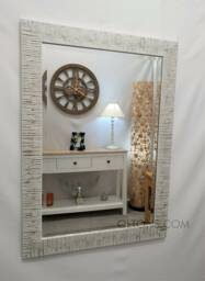 John Lewis Blanca Wood Frame Wall Mirror Bevelled Glass 106x76cm Silver White