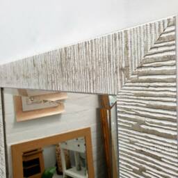 John Lewis Blanca Wood Frame Wall Mirror Bevelled Glass 106x76cm Silver White - thumbnail 4